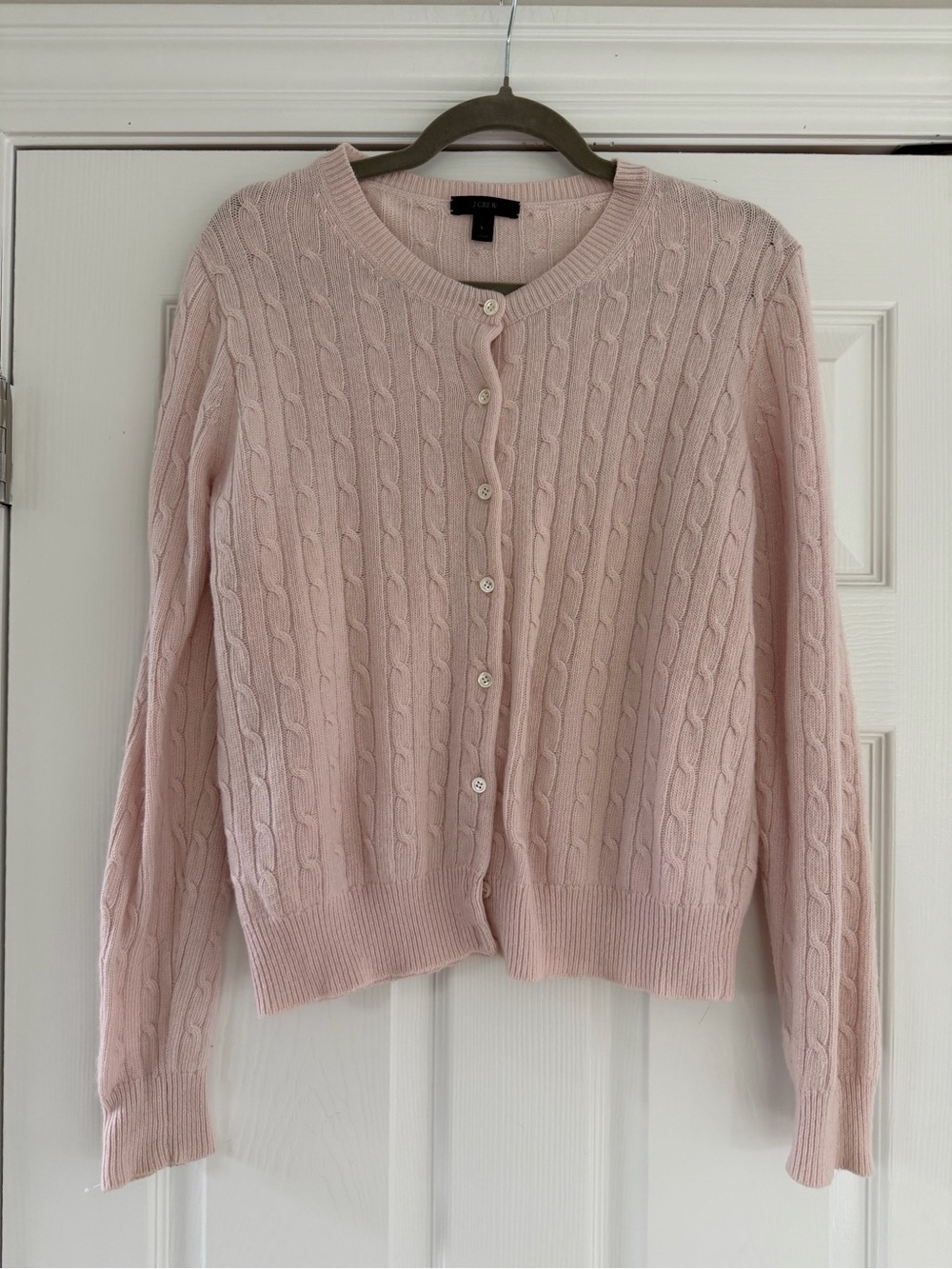 J. Crew Soft Pink Cable-Knit Button Cardigan